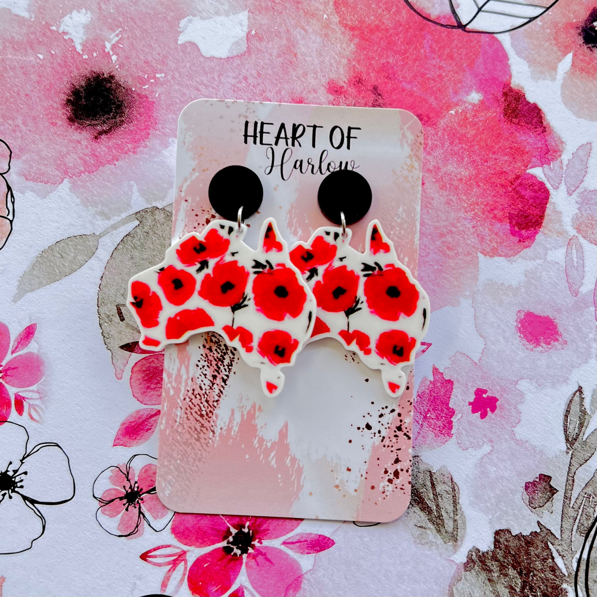 Australia Poppy Dangle Earrings