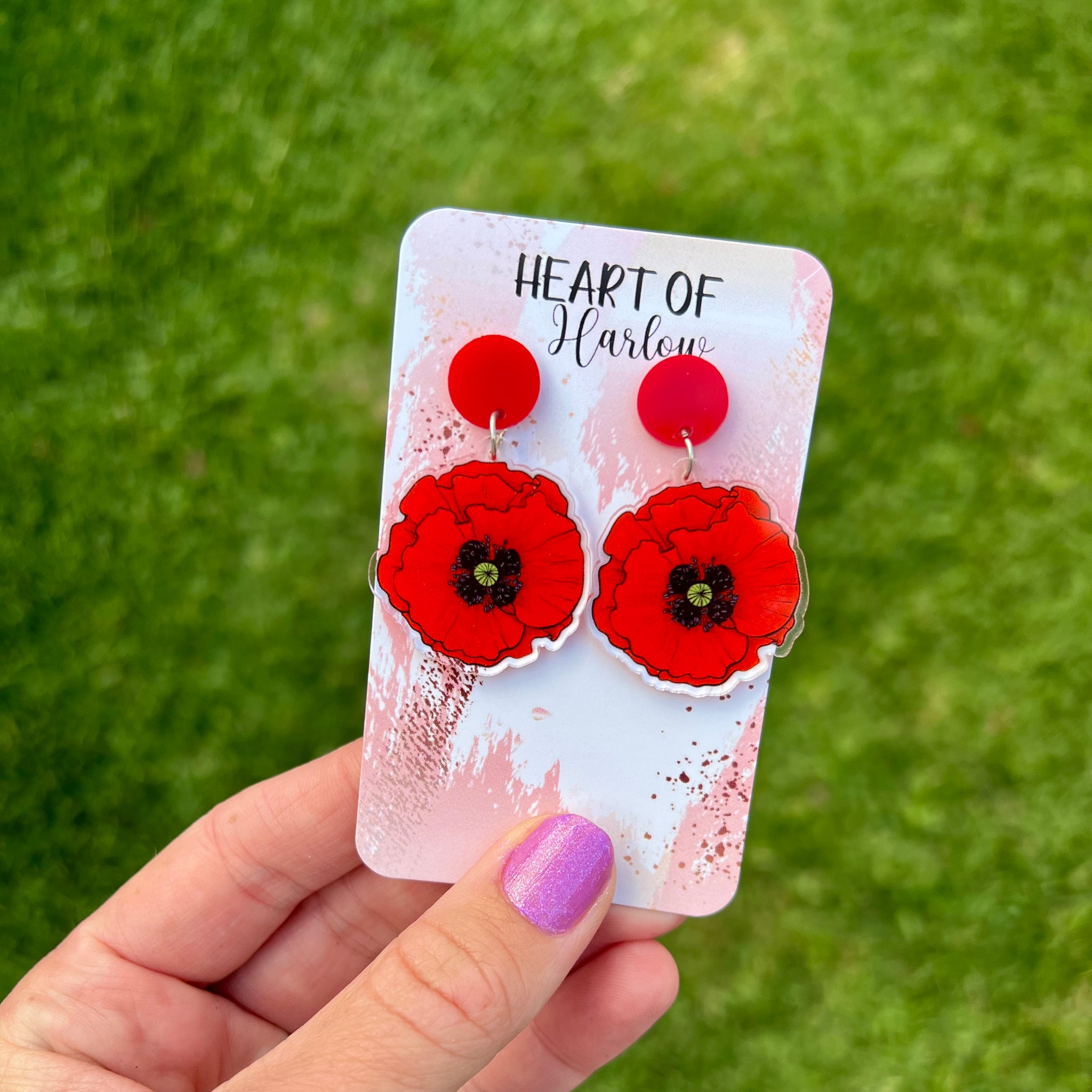 Poppy Flower Dangle Earrings