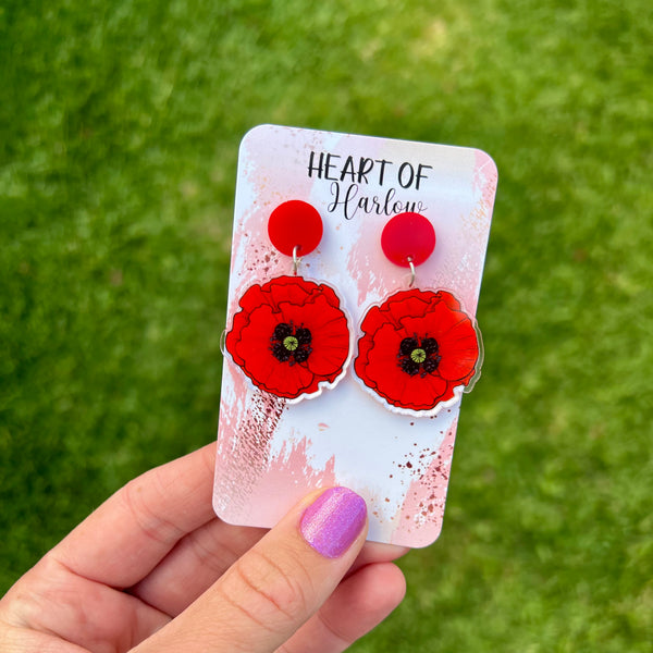 Poppy Flower Dangle Earrings