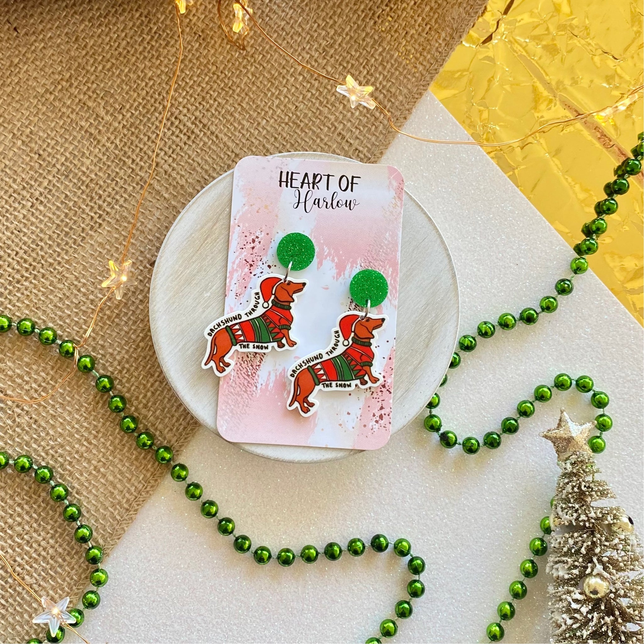 Dachshund Through the Snow Dangle Earrings
