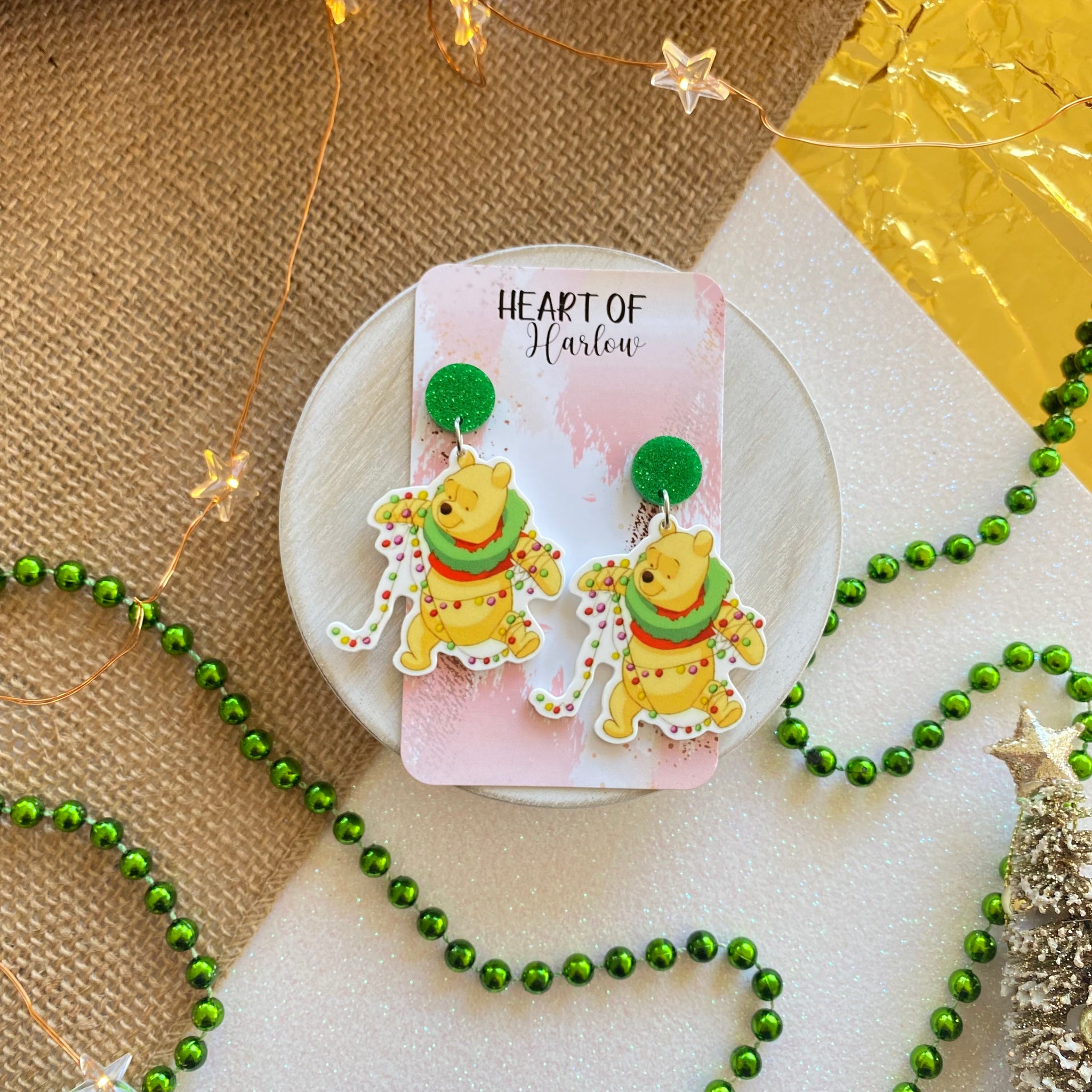 Winnie the Pooh Christmas Dangle Earrings