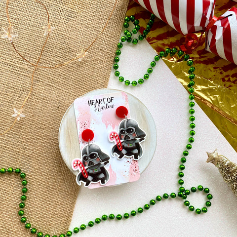 Darth Vader Candy Cane Dangle Earrings