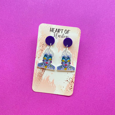 Sea Witch Sugar Skull Dangle Earrings