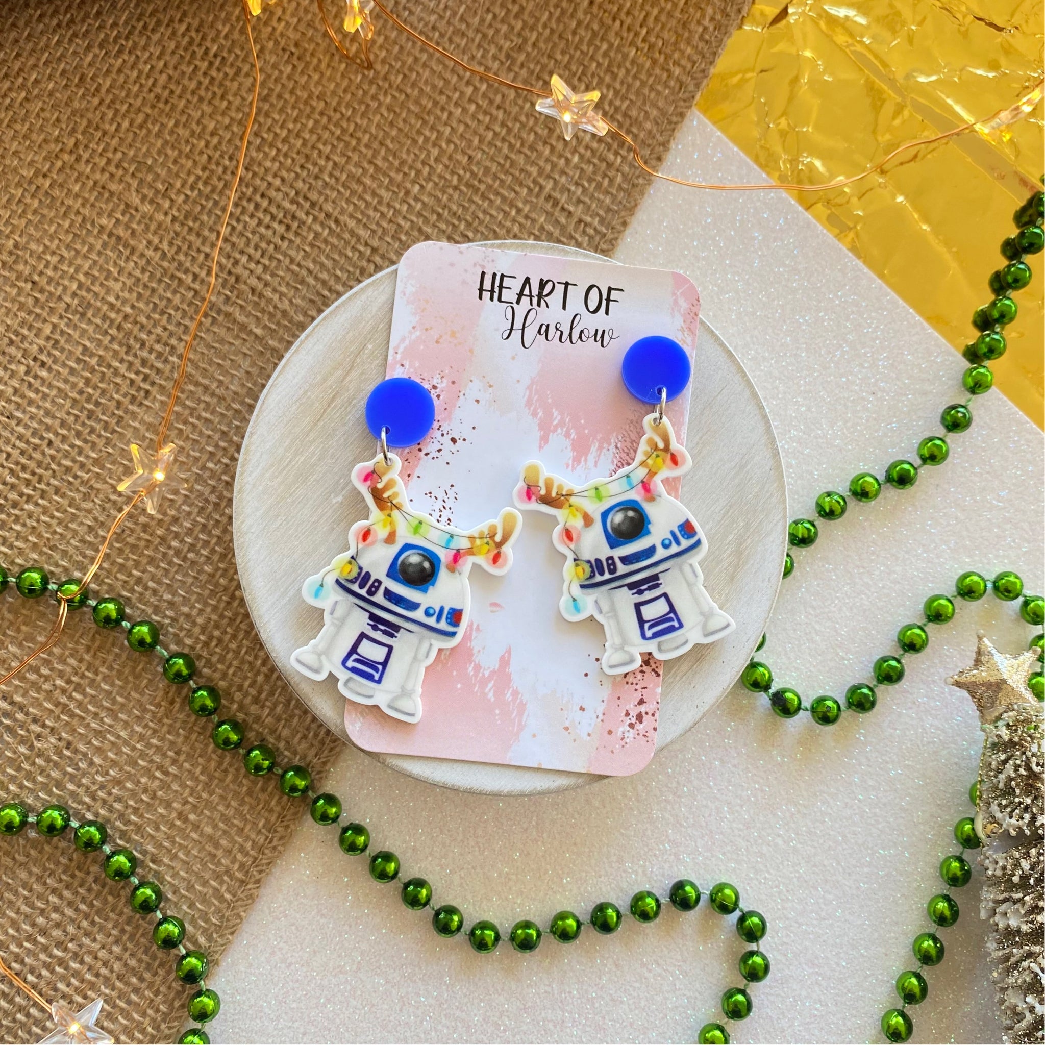 Christmas R2D2 Dangle Earrings