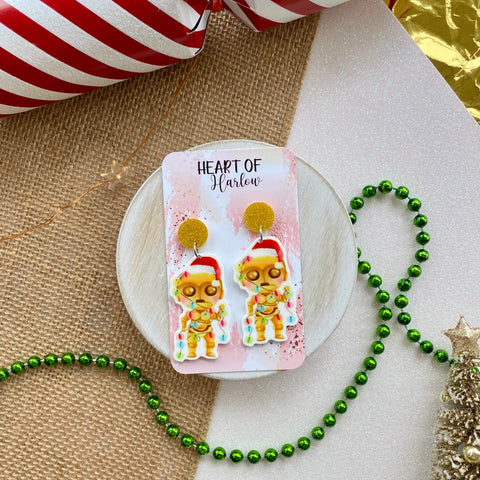 Christmas C-3PO Dangle Earrings