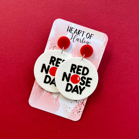 Red Nose Day Dangle Earrings