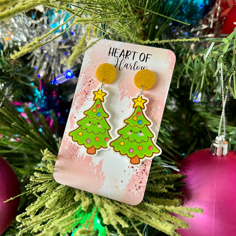 Cute Lil Christmas Tree Dangle Earrings