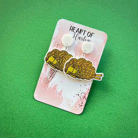 Green Sheep Dangle Earrings