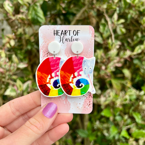 Mixed Up Chameleon Dangle Earrings