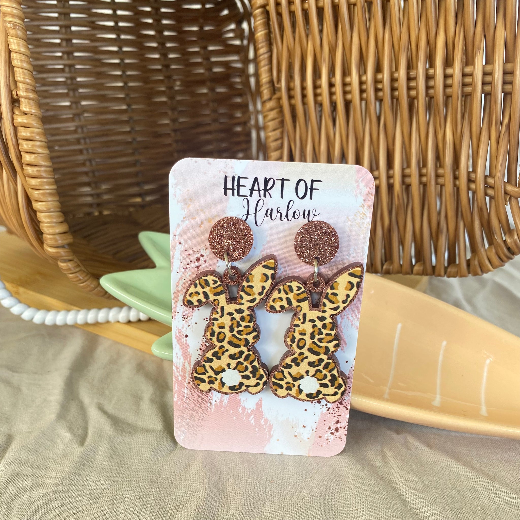 Leopard Cotton Tail Dangle Earrings