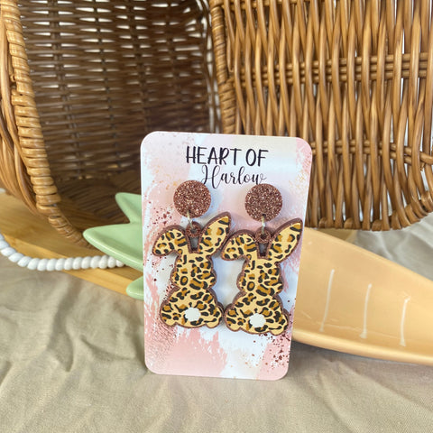 Leopard Cotton Tail Dangle Earrings