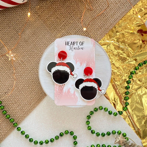 Christmas Mickey Head Dangle Earrings