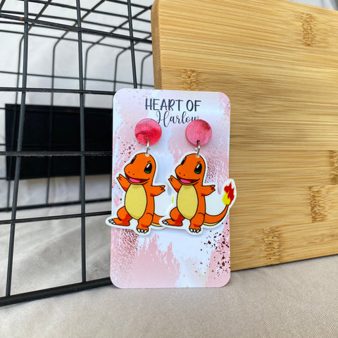 Pocket Pals Fire V1 Dangle Earrings