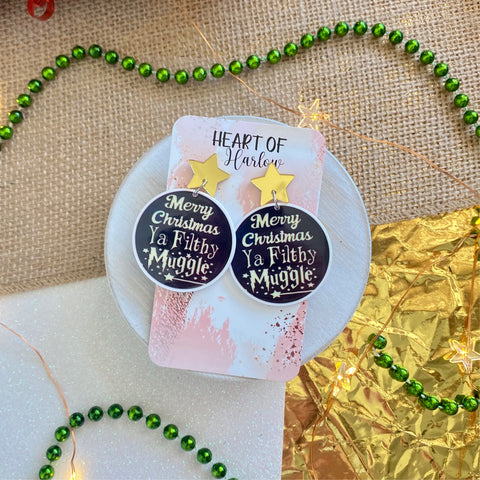 Merry Christmas Muggle Dangle Earrings