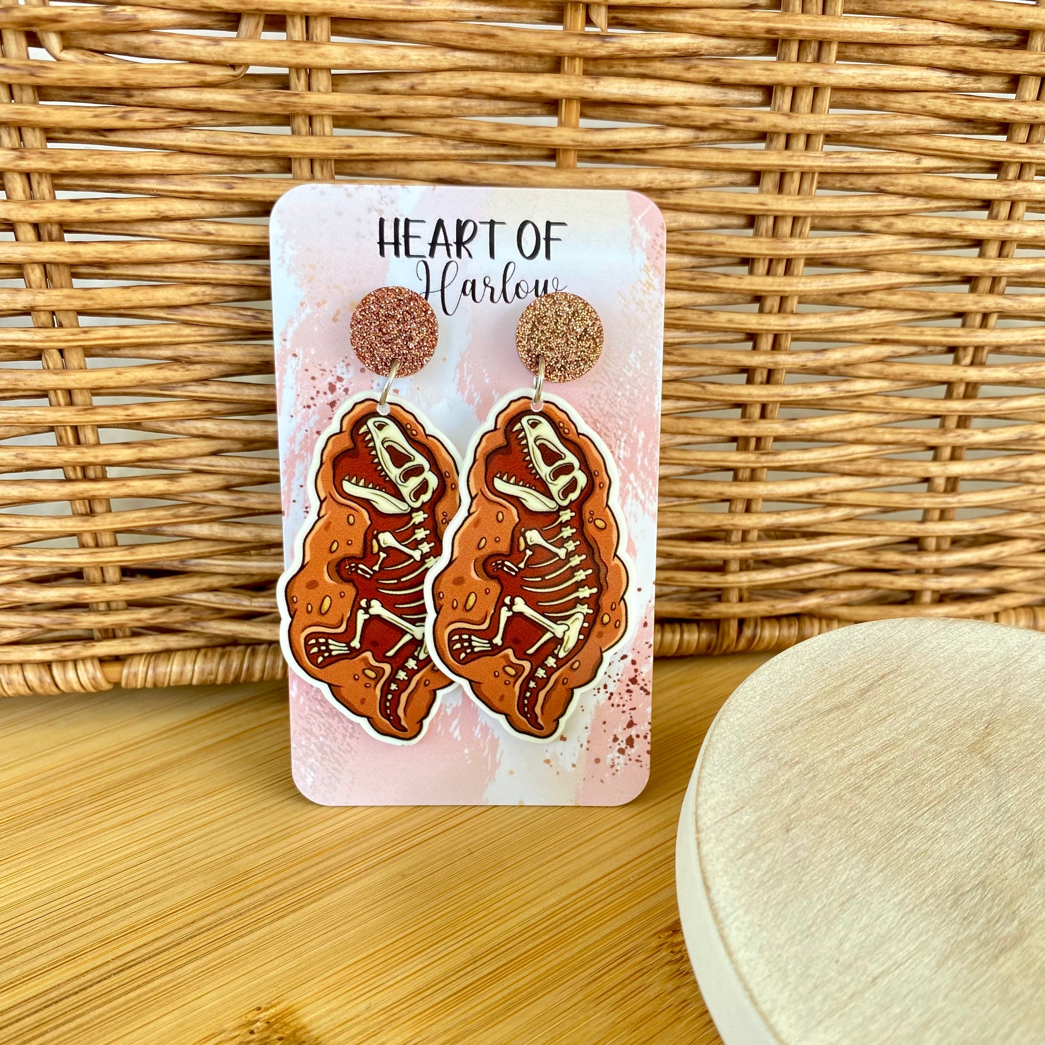 Dinosaur Fossil Dangle Earrings