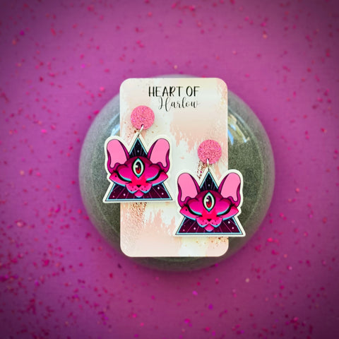 Third Eye Sphynx Dangle Earrings