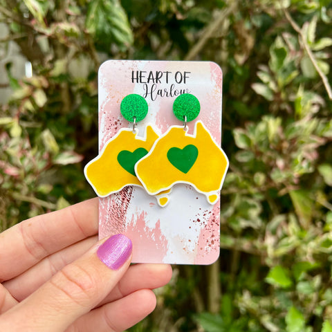 Green & Gold Australia Dangle Earrings